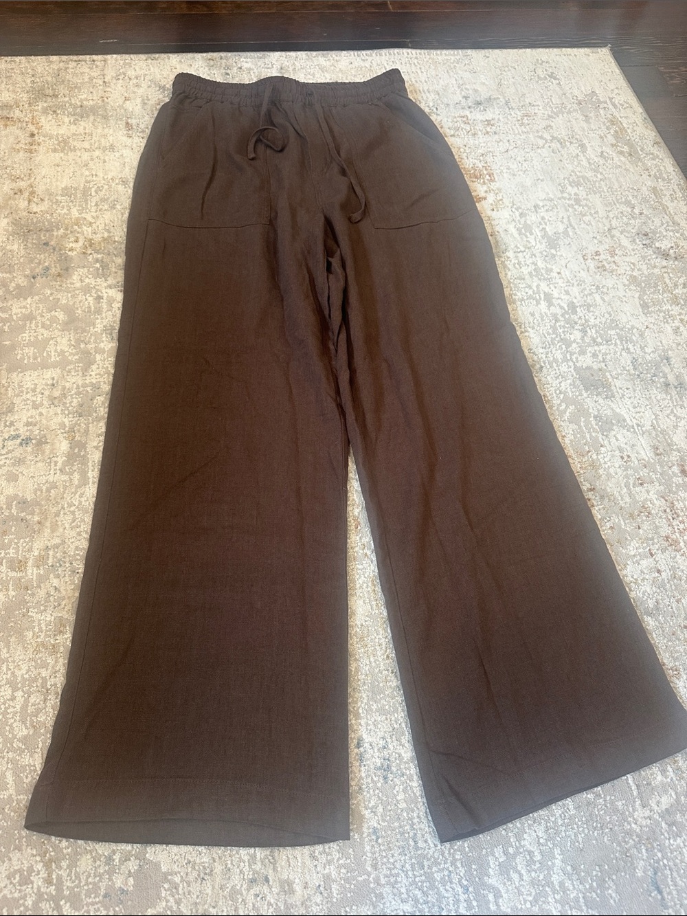 Wide-Leg Drawstring brown pants - Picture 4 of 4